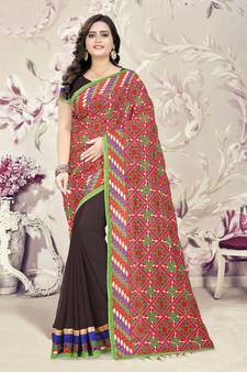 multicolor embroidered georgette saree with blouse