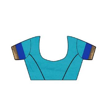 blue embroidered cotton_silk saree with blouse 5