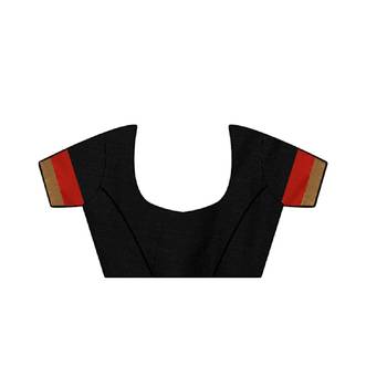 black embroidered cotton_silk saree with blouse 5
