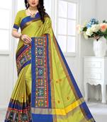 yellow embroidered cotton_silk saree with blouse