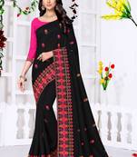black embroidered georgette saree with blouse