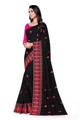black embroidered georgette saree with blouse 2