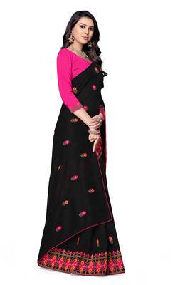 black embroidered georgette saree with blouse 3