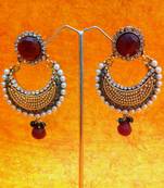 Beautiful elegant red green pearl polki with elegant red stone, pearls & diamentes by adiva abchi0bhe023 DDS 21 c24mg