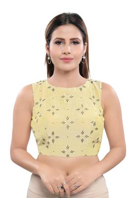 Women's Light Green Cotton Silk Readymade Saree Blouse 1