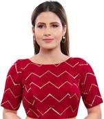 Women's Red Art Silk Readymade Saree Blouse