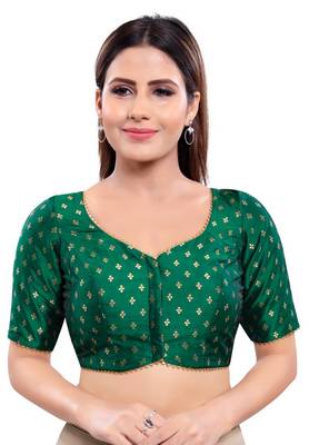 Women's Green Jacquard Readymade Saree Blouse 1