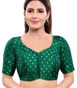 Women's Green Jacquard Readymade Saree Blouse