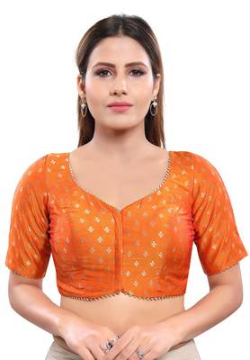 Women's Mustard Jacquard Readymade Saree Blouse 1