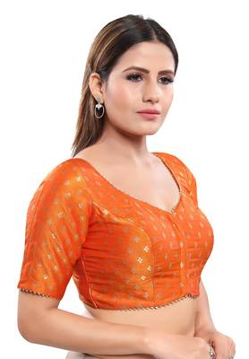 Women's Mustard Jacquard Readymade Saree Blouse 2