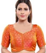 Women's Peach Jacquard Readymade Saree Blouse