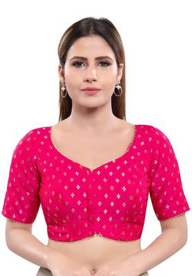 Women's Pink Jacquard Readymade Saree Blouse 1