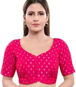 Women's Pink Jacquard Readymade Saree Blouse