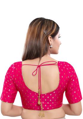 Women's Pink Jacquard Readymade Saree Blouse 2
