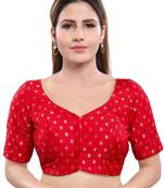 Women's Red Jacquard Readymade Saree Blouse