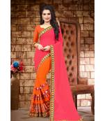 orange embroidered georgette saree with blouse