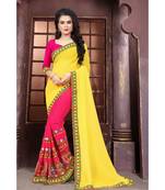 pink embroidered georgette saree with blouse