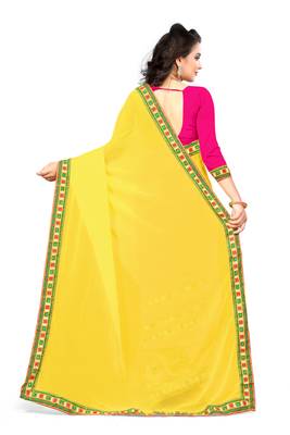 pink embroidered georgette saree with blouse 4