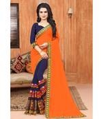 orange embroidered georgette saree with blouse
