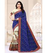 blue embroidered georgette saree with blouse