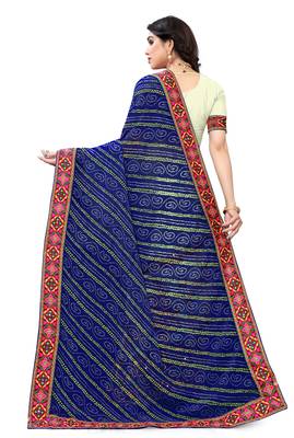 blue embroidered georgette saree with blouse 4