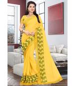 yellow embroidered chiffon saree with blouse