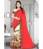 pink embroidered georgette saree with blouse