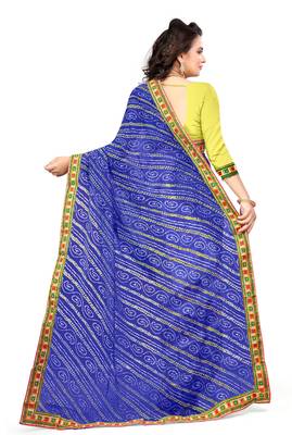 blue embroidered georgette saree with blouse 4
