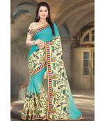 blue embroidered chiffon saree with blouse