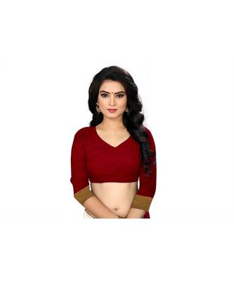 red embroidered cotton_silk saree with blouse 4