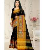 black embroidered cotton_silk saree with blouse