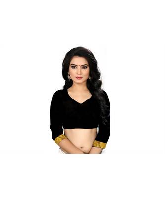 black embroidered cotton_silk saree with blouse 4