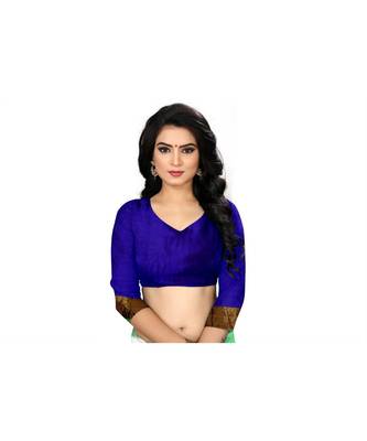 Blue embroidered cotton_silk saree with blouse 4