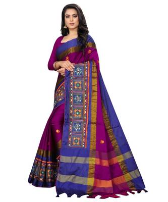 Pink embroidered cotton_silk saree with blouse 3