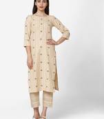 Cream color Printed Kurta Set