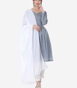 Grey & White color Solid Kurta Set