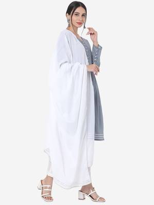 Grey & White color Solid Kurta Set 4