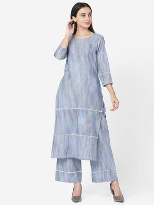 Blue color Printed Kurta Set 1