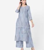 Blue color Printed Kurta Set