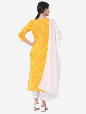 Yellow & White color Printed Kurta Set 2