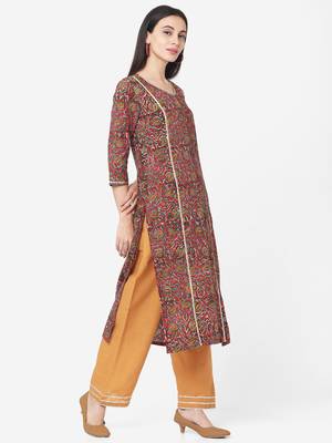 Red & Mustard color Printed Kurta Set 4