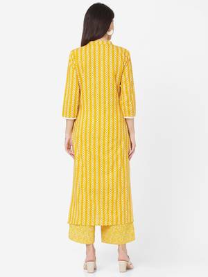 Mustard color Printed Kurta Set 2