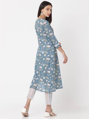 Grey  color Printed Kurta Set 2