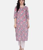 Grey & White color Printed Kurta Set
