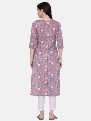Grey & White color Printed Kurta Set 2