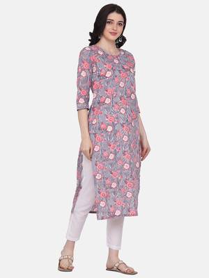 Grey & White color Printed Kurta Set 3