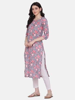 Grey & White color Printed Kurta Set 4