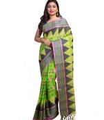 Green Colour Ball Butta Pure Cotton Bangali Tant Sarees For Women without Blouse Peace