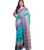 Lite Green Colour Ball Butta Pure Cotton Bangali Tant Sarees For Women without Blouse Peace