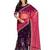 Navy Blue And  Red hand_woven Velvet, Net saree with blouse